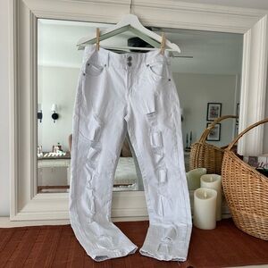 Almost Famous White Distressed Boyfriend Jeans